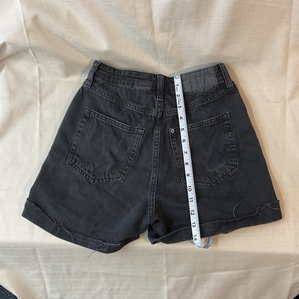 H&M Black High-Waisted Distressed Denim Shorts | Size 2 - Picture 3 of 5